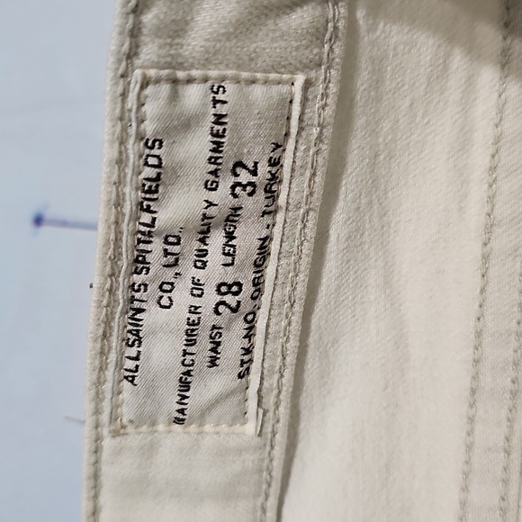 All Saints White Distressed Textured Low Waisted Skinny Jeans Size 28x34 - Picture 6 of 8